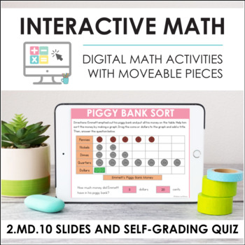 Preview of Digital Math for 2.MD.10 - Picture and Bar Graphs (Slides + Self-Grading Quiz)