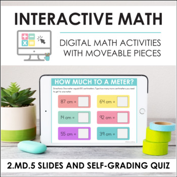 Preview of Digital Math for 2.MD.5 - Measurement Word Problems (Slides + Self-Grading Quiz)