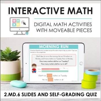 Preview of Digital Math for 2.MD.6 - Number Lines (Slides + Self-Grading Quiz)