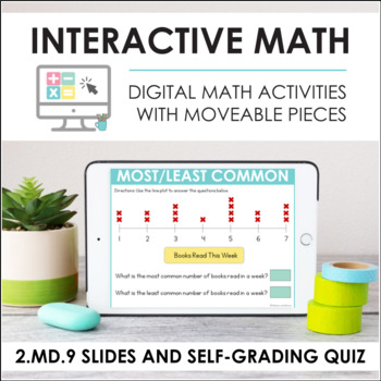 Preview of Digital Math for 2.MD.9 - Data and Line Plots (Slides + Self-Grading Quiz)