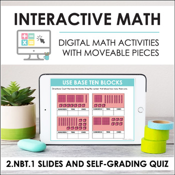 Preview of Digital Math for 2.NBT.1 - Place Value & Base Ten (Slides + Self-Grading Quiz)