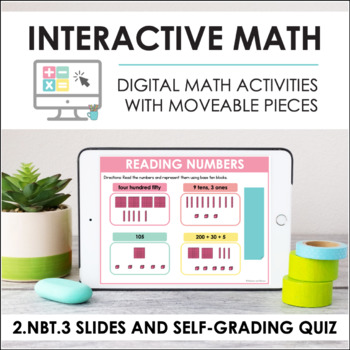 Preview of Digital Math for 2.NBT.3 - Base Ten, Expanded Form (Slides + Self-Grading Quiz)