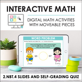 Preview of Digital Math for 2.NBT.4 - Comparing Numbers (Slides + Self-Grading Quiz)
