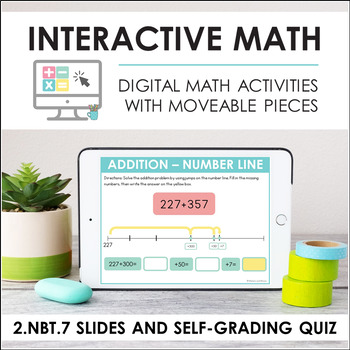 Preview of Digital Math for 2.NBT.7 - Add/Subtract Within 1000 (Slides + Self-Grading Quiz)