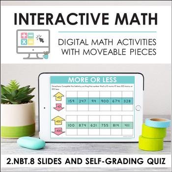 Preview of Digital Math for 2.NBT.8 - Add 10/100 & Sub 10/100 (Slides + Self-Grading Quiz)