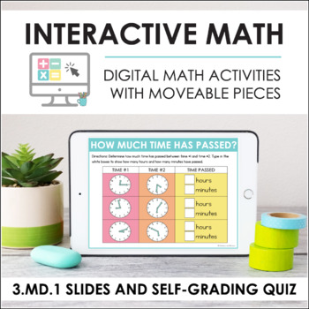 Preview of Digital Math for 3.MD.1 - Time and Time Intervals (Slides + Self-Grading Quiz)