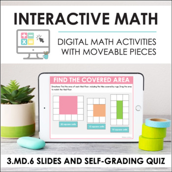 Preview of Digital Math for 3.MD.6 - Area: Unit Squares (Slides + Self-Grading Quiz)
