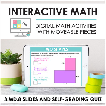 Preview of Digital Math for 3.MD.8 - Perimeter (Slides + Self-Grading Quiz)
