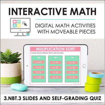 Preview of Digital Math for 3.NBT.3 - Multiply by 10 (Slides + Self-Grading Quiz)