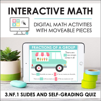 Preview of Digital Math for 3.NF.1 - Understanding Fractions (Slides + Self-Grading Quiz)