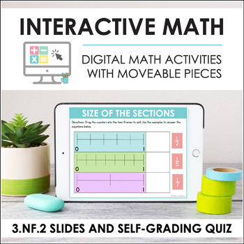 Preview of Digital Math for 3.NF.2 - Fractions on Number Line (Slides + Self-Grading Quiz)