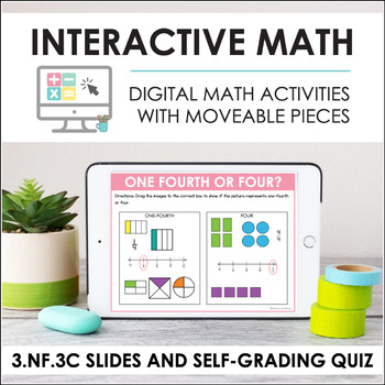 Preview of Digital Math for 3.NF.3C - Whole Numbers (Slides + Self-Grading Quiz)