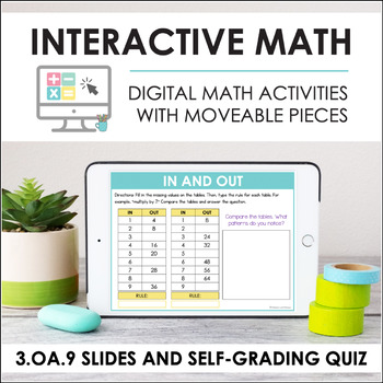 Preview of Digital Math for 3.OA.9 - Number Patterns (Slides + Self-Grading Quiz)