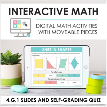 Preview of Digital Math for 4.G.1 - Lines and Angles (Slides + Self-Grading Quiz)