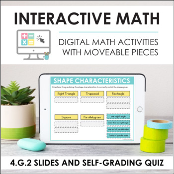 Preview of Digital Math for 4.G.2 - Classify Shapes (Slides + Self-Grading Quiz)