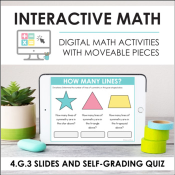 Preview of Digital Math for 4.G.3 - Symmetry (Slides + Self-Grading Quiz)
