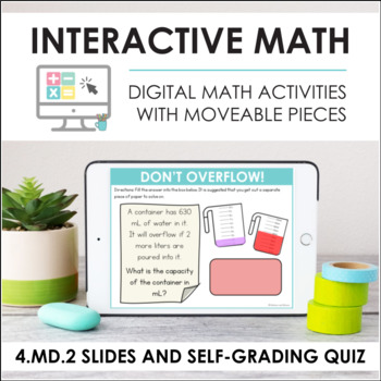 Preview of Digital Math for 4.MD.2 - Measurement Word Problems (Slides + Self-Grading Quiz)