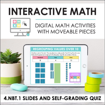 Preview of Digital Math for 4.NBT.1 - Place Value & Base Ten (Slides + Self-Grading Quiz)
