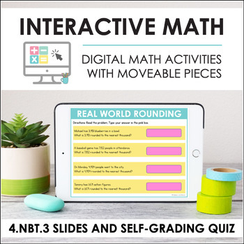 Preview of Digital Math for 4.NBT.3 - Rounding (Slides + Self-Grading Quiz)