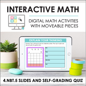 Preview of Digital Math for 4.NBT.5 - Multiplication (Slides + Self-Grading Quiz)