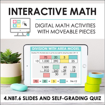 Preview of Digital Math for 4.NBT.6 - Division with Remainders (Slides + Self-Grading Quiz)
