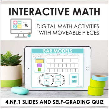 Preview of Digital Math for 4.NF.1 - Equivalent Fractions (Slides + Self-Grading Quiz)