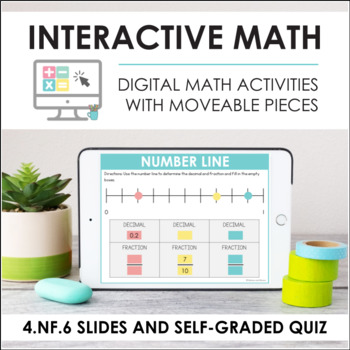 Preview of Digital Math for 4.NF.6 - Fractions as Decimals (Slides + Self-Grading Quiz)