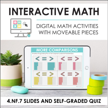 Preview of Digital Math for 4.NF.7 - Compare Decimals (Slides + Self-Grading Quiz)