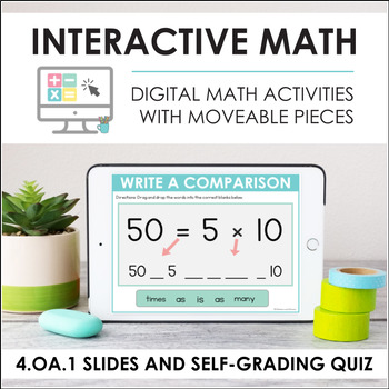 Preview of Digital Math for 4.OA.1 - Multiplication Equations (Slides + Self-Grading Quiz)