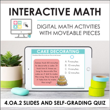 Preview of Digital Math for 4.OA.2 - Multiplicative Comparison (Slides + Self-Grading Quiz)