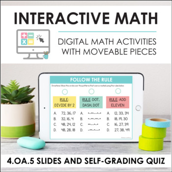 Preview of Digital Math for 4.OA.5 - Number & Shape Patterns (Slides + Self-Grading Quiz)