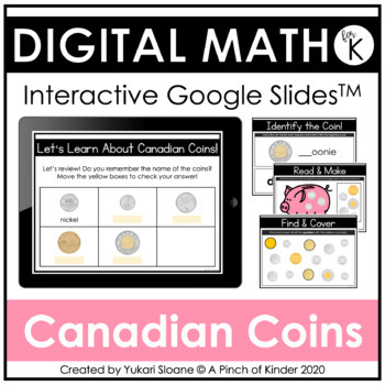 Preview of Digital Math for Kindergarten - Canadian Coins (Google Slides™)