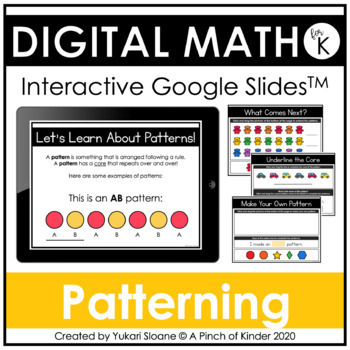 Preview of Digital Math for Kindergarten - Patterning (Google Slides™)