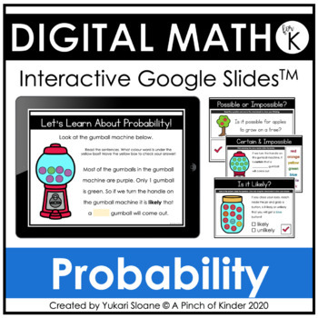 Preview of Digital Math for Kindergarten - Probability (Google Slides™)