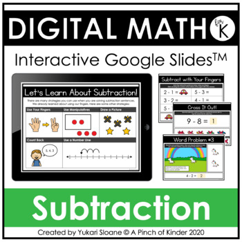 Preview of Digital Math for Kindergarten - Subtraction (Google Slides™)