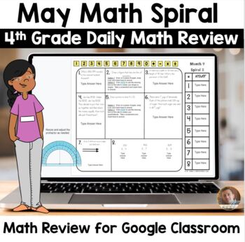 Preview of Digital May Math Spiral Review for Google Classroom: Daily Math 4th Grade
