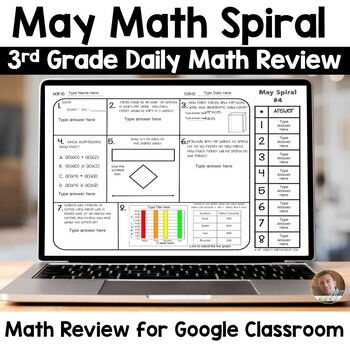 Preview of Digital May Math Spiral Review for Google Classroom: Daily Math for 3rd Grade