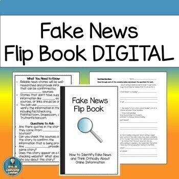 Preview of Digital Media Literacy Identifying Fake News Flip Book DIGITAL VERSION 