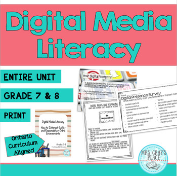 Preview of Digital Media Literacy Lessons - Grade 7 and 8 (Ontario Curriculum Aligned)
