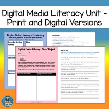 Preview of Digital Media Literacy Unit for High School - Print and Digital Versions