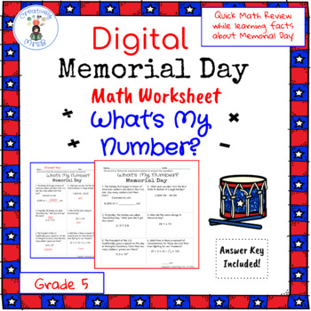 digital memorial day math worksheet by creatively mrs b tpt