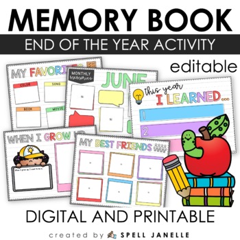 Digital Memory Book Back to School or End of the Year Distance Learning