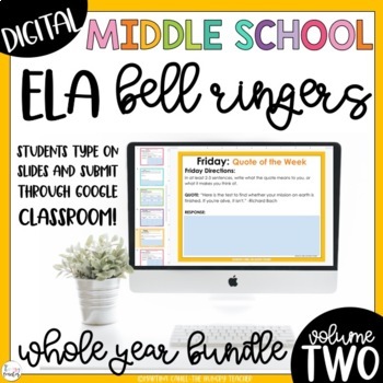 Preview of Digital Middle School ELA Bell Ringers with Grammar Vocabulary Root Words | V2