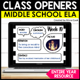 Digital Middle School ELA & Reading Bell Ringers | Google 