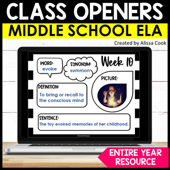 Preview of Digital Middle School ELA & Reading Bell Ringers | Google Classroom Morning Work