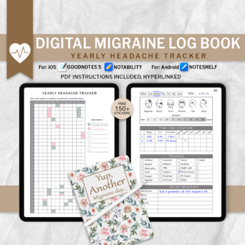 Preview of Digital Migraine Log, Headache Relief Logbook, Health Tracker