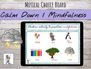 Preview of Digital Mindfulness & Calm Down Choice Board for Google Slides