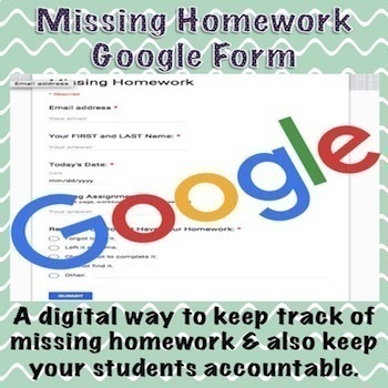 Preview of Digital Missing Homework Accountability Form (Distance Learning)