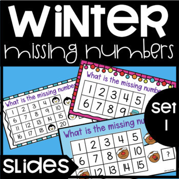 Preview of Digital Missing Numbers set 1 l Winter Missing Numbers Powerpoint