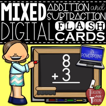 Preview of Digital Mixed Addition & Subtraction Flash Cards in PowerPoint